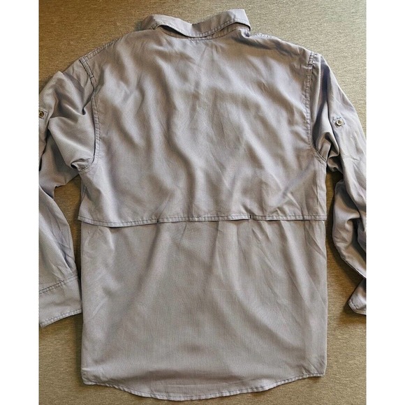 Cabelas Mens Button‎ Down Shirt Blue White Houndstooth Long Sleeve Pockets M - Picture 5 of 8